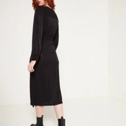 Robe Lurex Fendue Sur Le Côté - Noir -Promos Sublisca Magasin 001012033 001 V4 T4