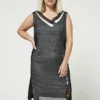 Robe En Tissu Denim Détails Fantaisie - Gris