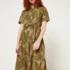 Desigual Robe 100% Lyocell Imprimé Jungle - Marron