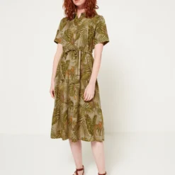 Desigual Robe 100% Lyocell Imprimé Jungle - Marron -Promos Sublisca Magasin 001012046 001 V3 T4
