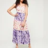 Desigual Robe À Bretelles Imprimée Fleurs - Violet