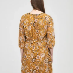 Ikks Robe En Voile Imprimé Cachemire - Camel -Promos Sublisca Magasin 001016035 001 V4 T4