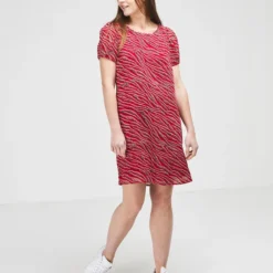 ONE STEP Robe En Voile Imprimé - Rouge -Promos Sublisca Magasin 001016075 001 V3 T4