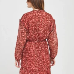 ONLY Robe En Voile Imprimé - Rouge Bordeaux -Promos Sublisca Magasin 001016085 001 V4 T4