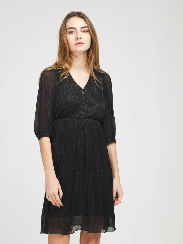 Robe Manches 3/4 Unie - Noir 1 Robe Manches 3/4 Unie - Noir