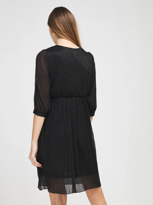 Robe Manches 3/4 Unie - Noir 2 Robe Manches 3/4 Unie - Noir – Image 2