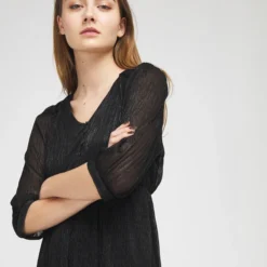 Robe Manches 3/4 Unie - Noir 7 Robe Manches 3/4 Unie - Noir -Promos Sublisca Magasin 001016185 001 V4 T4