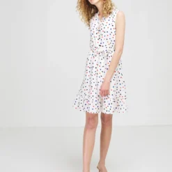 Molly Bracken Robe En Voile Imprimé Pois Fantaisie - Blanc -Promos Sublisca Magasin 001016199 001 V3 T4