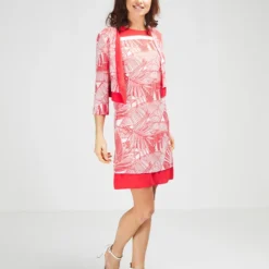 Robe Imprimée Feuillage - Rouge Vermillon -Promos Sublisca Magasin 001016242 001 V3 T4