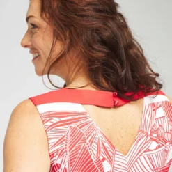 Robe Imprimée Feuillage - Rouge Vermillon -Promos Sublisca Magasin 001016242 001 V4 T4