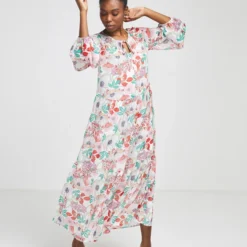 ESPRIT Robe En Voile Imprimé - Ecru