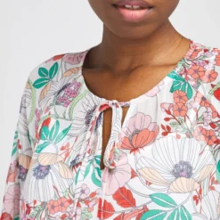 ESPRIT Robe En Voile Imprimé - Ecru -Promos Sublisca Magasin 001016253 001 V4 T4