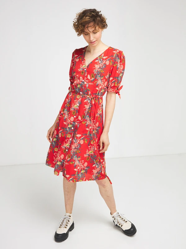 Freeman T. Porter Robe Chemise Imprimée - Rouge 1 Freeman T. Porter Robe Chemise Imprimée - Rouge