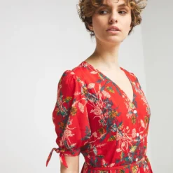 Freeman T. Porter Robe Chemise Imprimée - Rouge 6 Freeman T. Porter Robe Chemise Imprimée - Rouge -Promos Sublisca Magasin 001016296 001 V3 T4