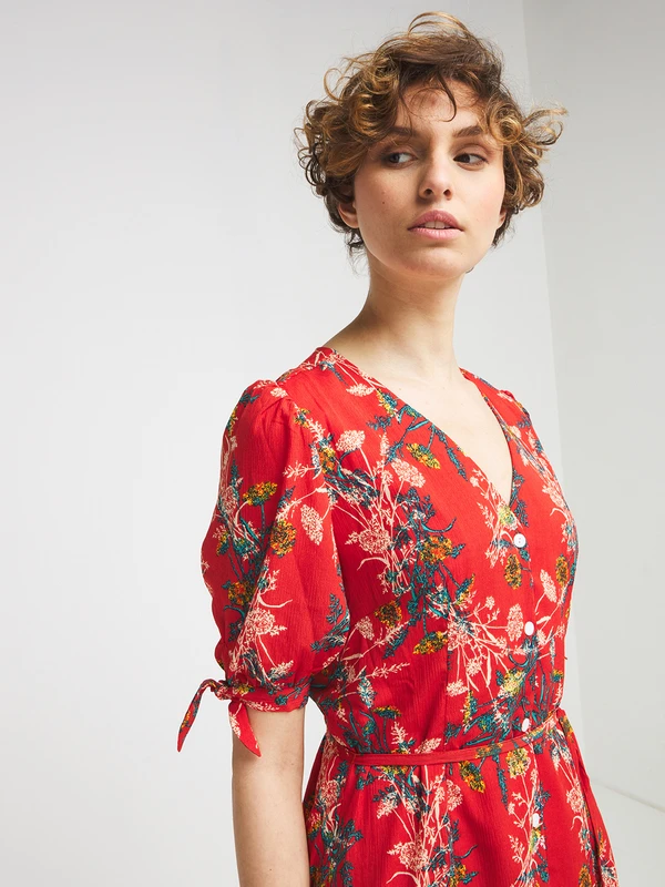 Freeman T. Porter Robe Chemise Imprimée - Rouge 3 Freeman T. Porter Robe Chemise Imprimée - Rouge – Image 3