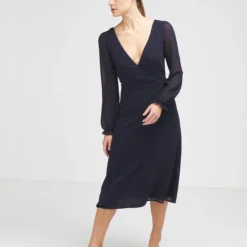 ESPRIT Robe Cache-cœur Voile Crêpe - Bleu Marine