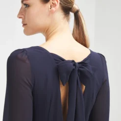 ESPRIT Robe Cache-cœur Voile Crêpe - Bleu Marine -Promos Sublisca Magasin 001016365 001 V3 T4