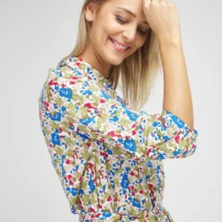 Vila Robe En Tissu Fluide Imprimé - Ecru -Promos Sublisca Magasin 001016440 001 V2 T4