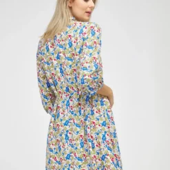 Vila Robe En Tissu Fluide Imprimé - Ecru -Promos Sublisca Magasin 001016440 001 V4 T4