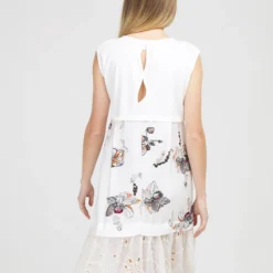 Robe Imprimée Légère Base En Voile Brodé - Ecru -Promos Sublisca Magasin 001016450 001 V4 T4