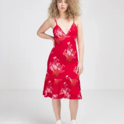 Desigual Robe À Bretelles En Jersey Imprimé - Rouge