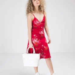 Desigual Robe À Bretelles En Jersey Imprimé - Rouge -Promos Sublisca Magasin 001016590 001 V3 T4