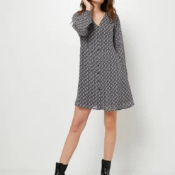 ONLY Robe Boutonnée En Voile Imprimé Floral - Bleu Marine -Promos Sublisca Magasin 001017811 001 V3 T4