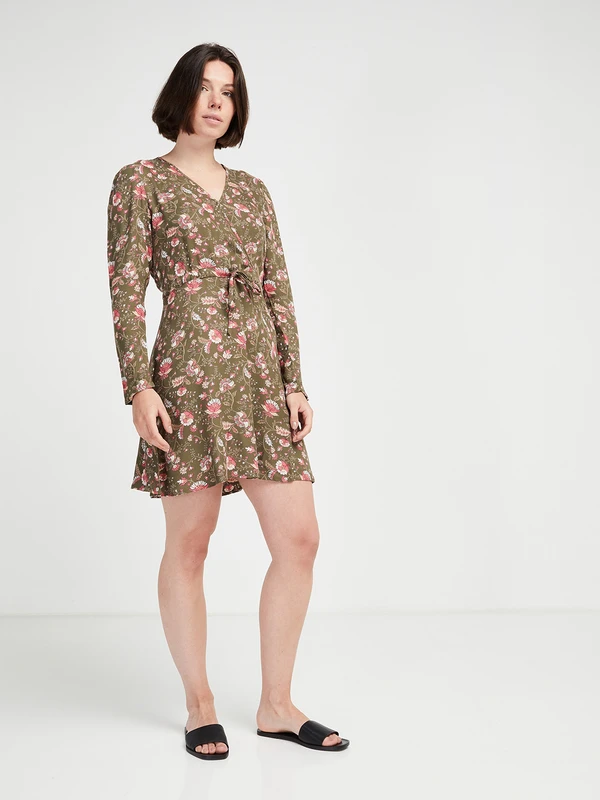ONLY Robe Cache-cœur Imprimée Cachemire - Vert Kaki 3 ONLY Robe Cache-cœur Imprimée Cachemire - Vert Kaki – Image 3
