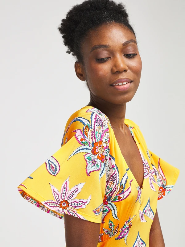 Desigual Robe En Jersey Fluide - Jaune 2 Desigual Robe En Jersey Fluide - Jaune – Image 2