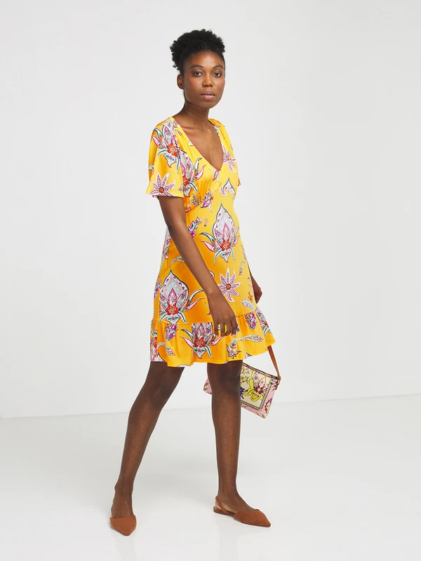 Desigual Robe En Jersey Fluide - Jaune 3 Desigual Robe En Jersey Fluide - Jaune – Image 3