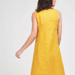 Robe 100% Lin Uni - Jaune Moutarde -Promos Sublisca Magasin 001019003 001 V4 T4