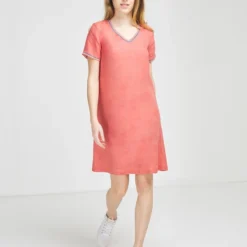 Robe 100% Lin Uni - Rose -Promos Sublisca Magasin 001019005 001 V3 T4