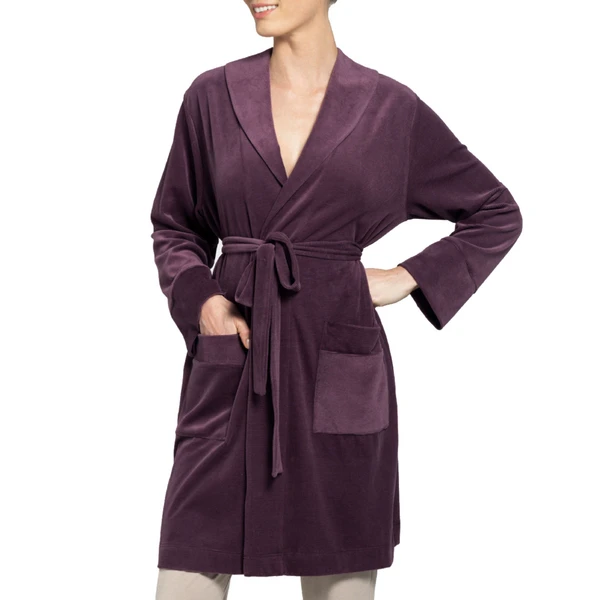 Robe De Chambre Velours Mauve Ceinture Amovible Paris - Violet 1 Robe De Chambre Velours Mauve Ceinture Amovible Paris - Violet