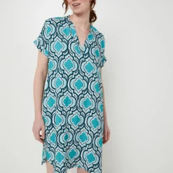 Robe Tunique Imprimé Graphique - Bleu