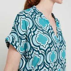 Robe Tunique Imprimé Graphique - Bleu -Promos Sublisca Magasin 001021522 001 V4 T4