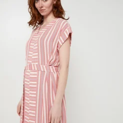 Robe Rayée Avec Lin - Orange 6 Robe Rayée Avec Lin - Orange -Promos Sublisca Magasin 001021523 001 V3 T4