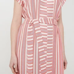 Robe Rayée Avec Lin - Orange 7 Robe Rayée Avec Lin - Orange -Promos Sublisca Magasin 001021523 001 V4 T4