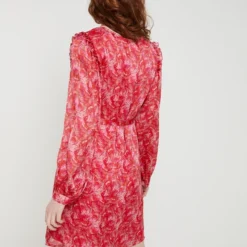 Vila Robe Voile Imprimé Cachemire - Rose Fuchsia -Promos Sublisca Magasin 001021677 001 V2 T4