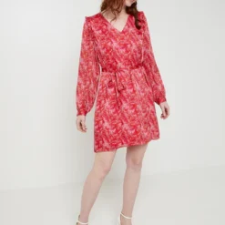 Vila Robe Voile Imprimé Cachemire - Rose Fuchsia -Promos Sublisca Magasin 001021677 001 V3 T4