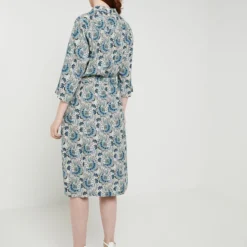 Robe Chemisier Imprimée Fleurs Cachemire - Vert -Promos Sublisca Magasin 001021684 001 V2 T4