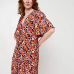 ESPRIT Robe Chemise Motif Petites Fleurs - Bleu Marine -Promos Sublisca Magasin 001021688 001 V3 T4