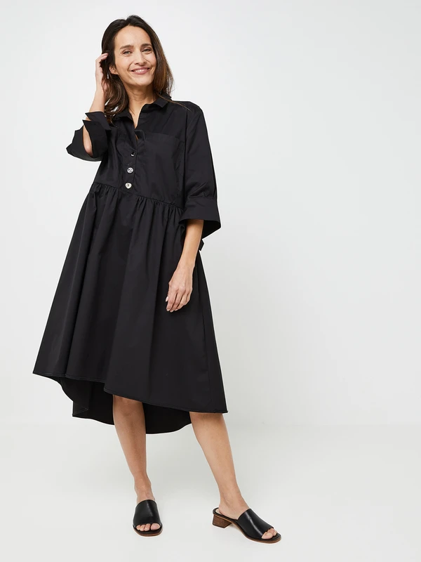 Robe Longue Unie - Noir 1 Robe Longue Unie - Noir