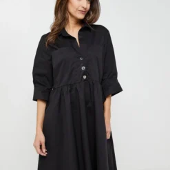 Robe Longue Unie - Noir 6 Robe Longue Unie - Noir -Promos Sublisca Magasin 001022099 001 V3 T4