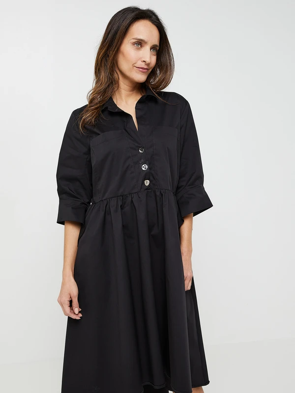 Robe Longue Unie - Noir 3 Robe Longue Unie - Noir – Image 3