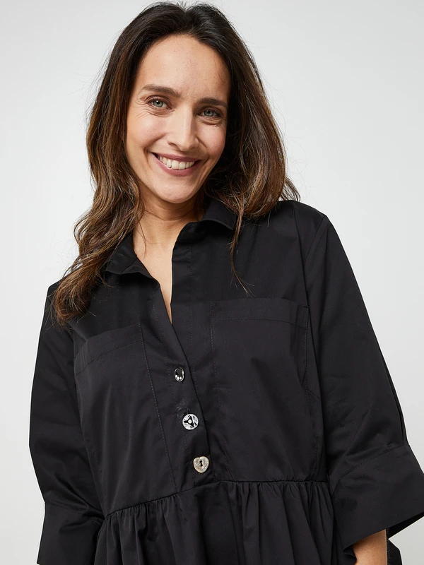 Robe Longue Unie - Noir 4 Robe Longue Unie - Noir – Image 4