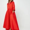 Robe Longue Unie - Rouge