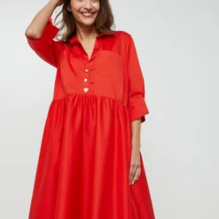 Robe Longue Unie - Rouge -Promos Sublisca Magasin 001022101 001 V3 T4