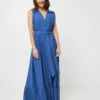 Molly Bracken Robe Longue Unie Volantée Sans Manches - Bleu