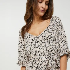 Vero Moda Robe Chemise Imprimée Fleurs - Noir -Promos Sublisca Magasin 001022103 001 V4 T4