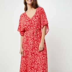 Robe Longue Rouge Imprimée Baroque Les Petites Bombes - Rouge -Promos Sublisca Magasin 001022105 001 V3 T4